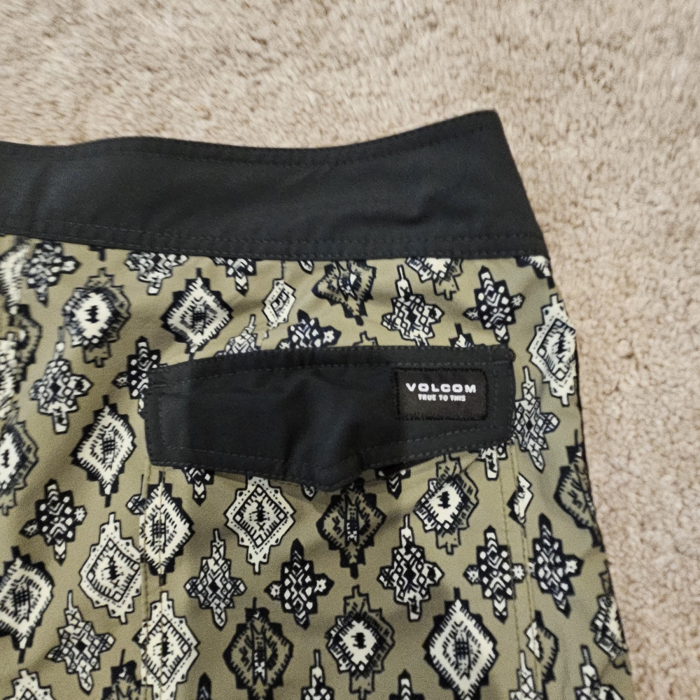 Volcom Men's Geometric Swim Shorts - Black and Tan - Picture 4 of 5